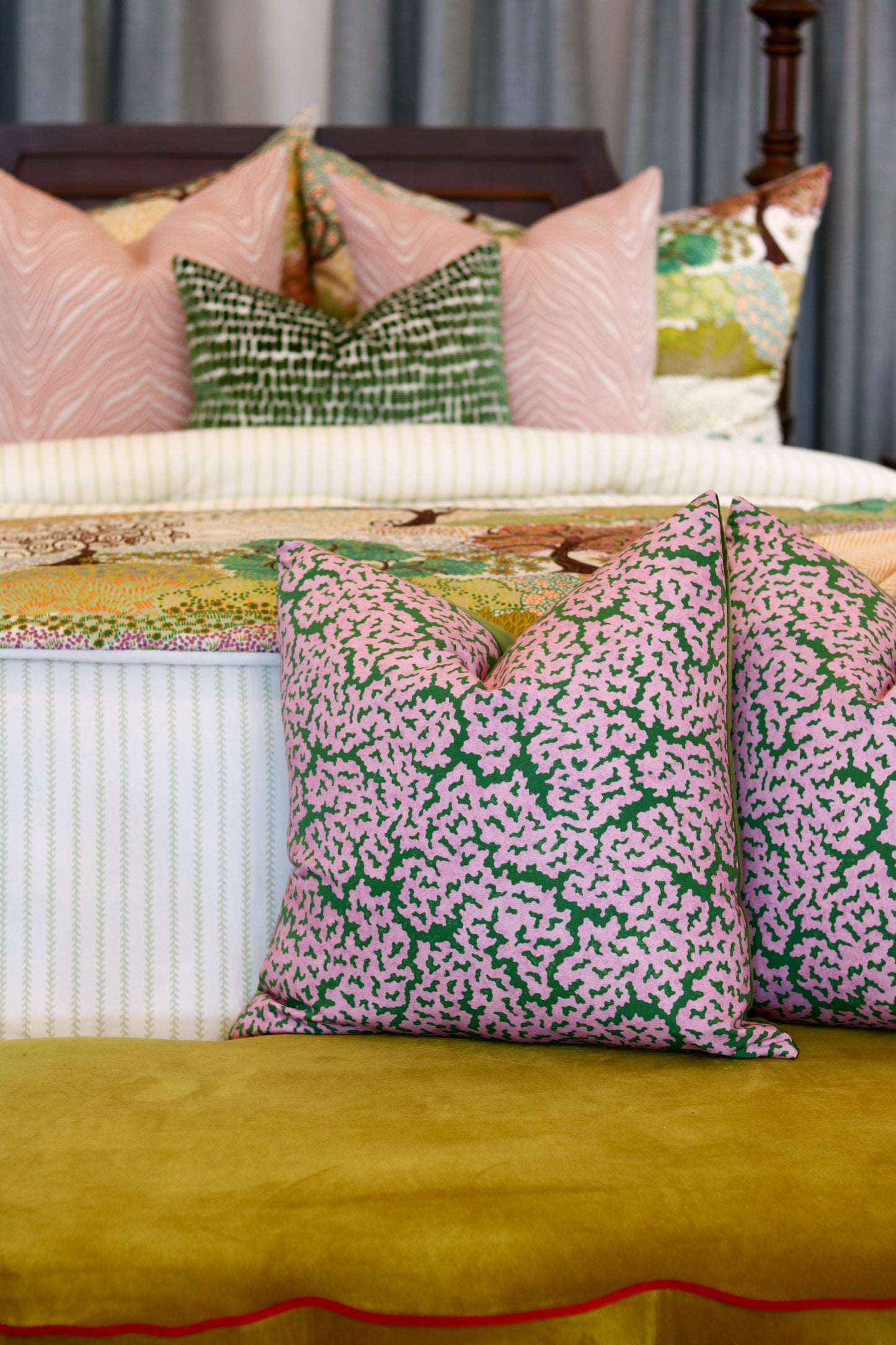 Lavender & Green Coral Pillow - 22"