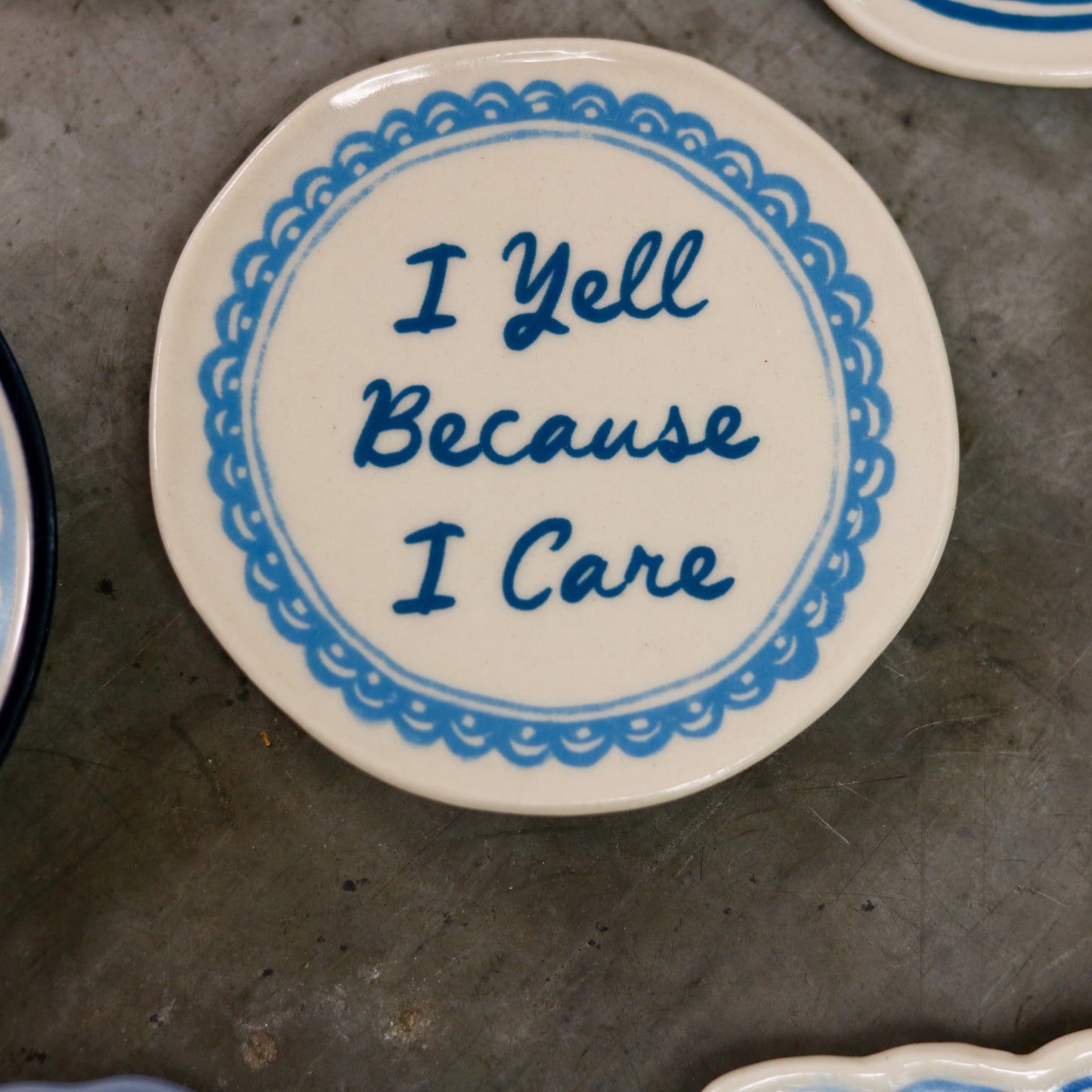 Hand-Painted Stoneware Magnet with Saying