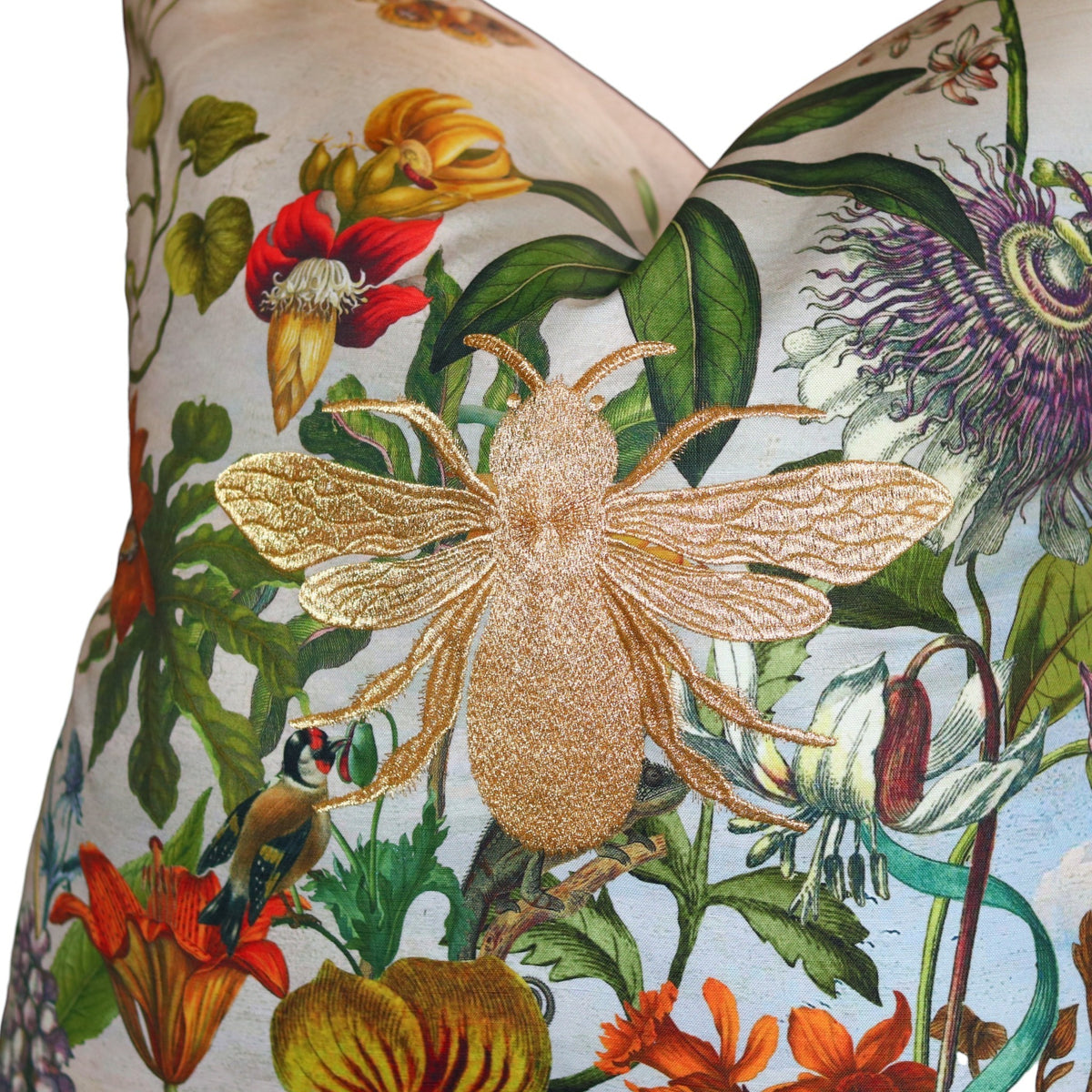 Moonlite Botanical Bee Embroidered Pillow - 26"