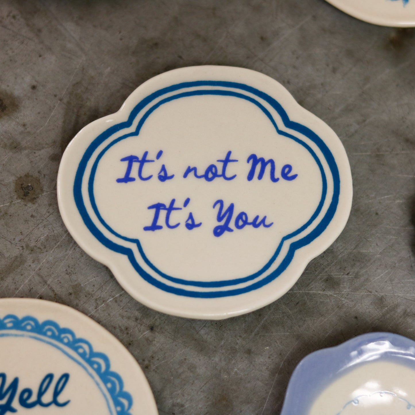 Hand-Painted Stoneware Magnet with Saying