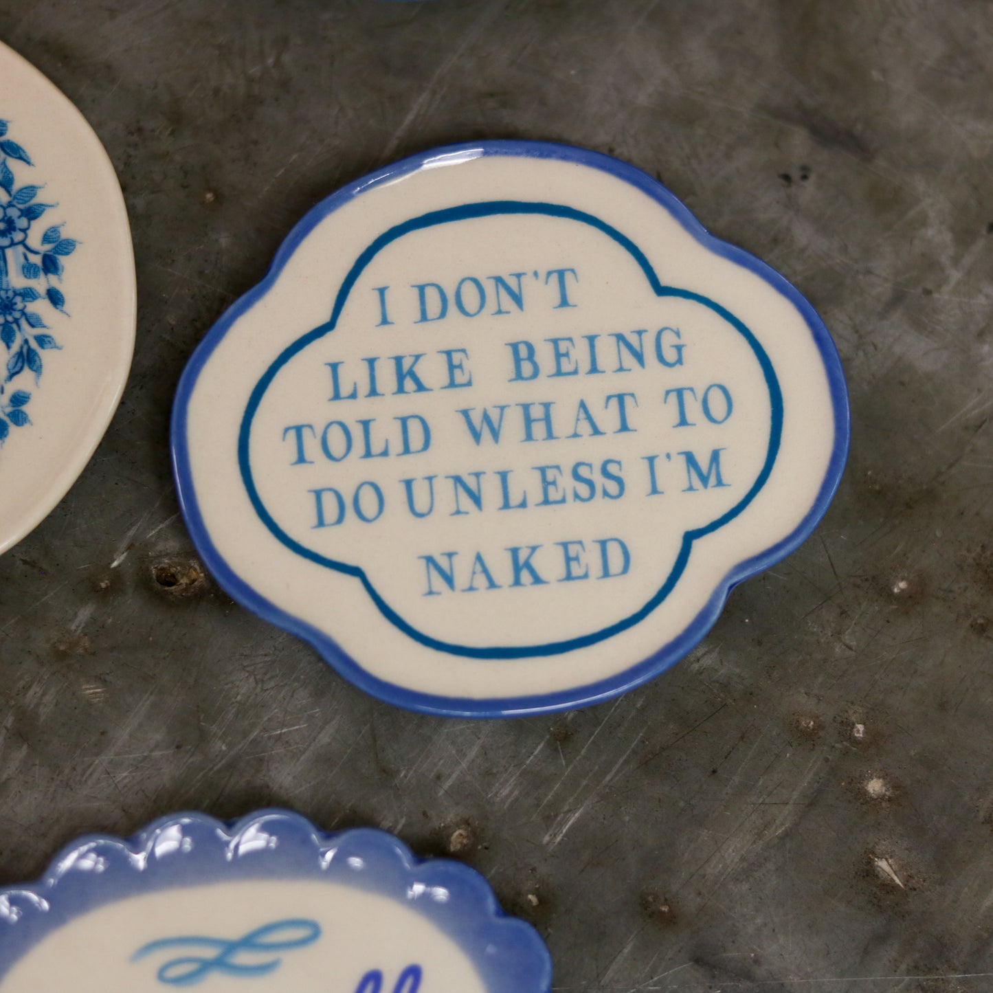 Hand-Painted Stoneware Magnet with Saying