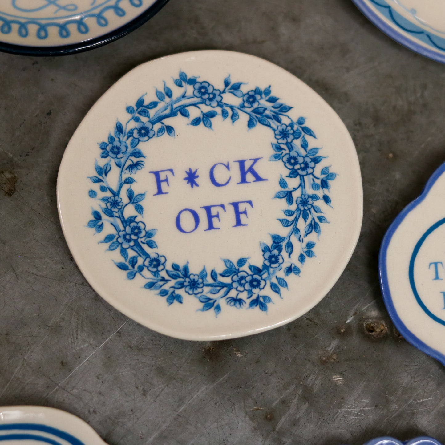 Hand-Painted Stoneware Magnet with Saying