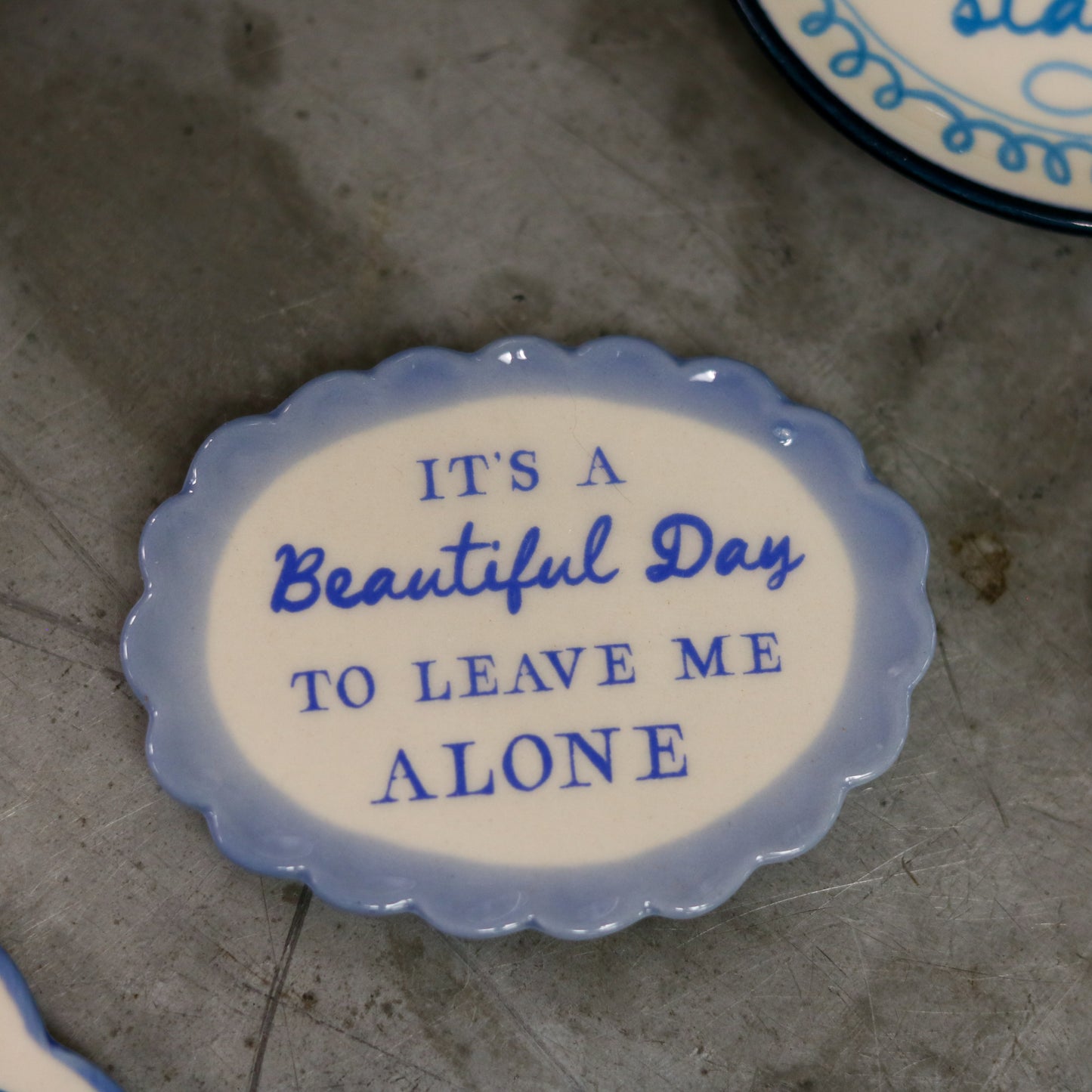 Hand-Painted Stoneware Magnet with Saying