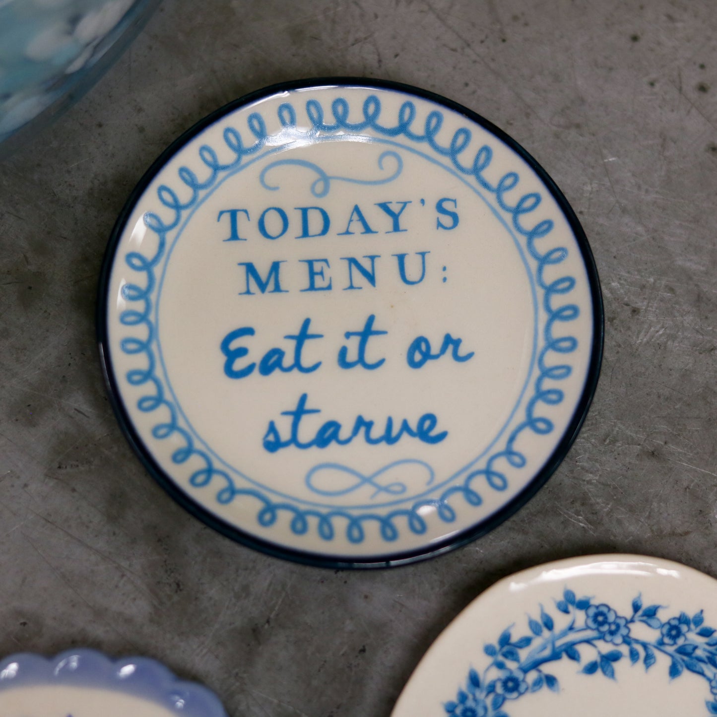 Hand-Painted Stoneware Magnet with Saying