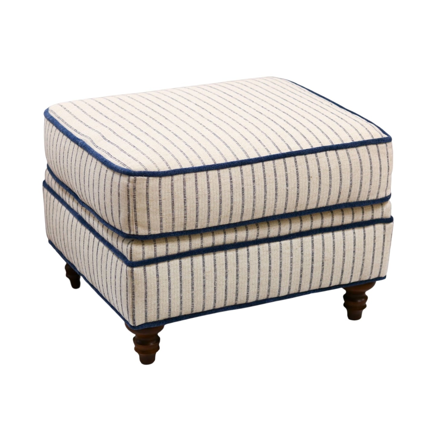 Blue & White Striped Ellis Ottoman