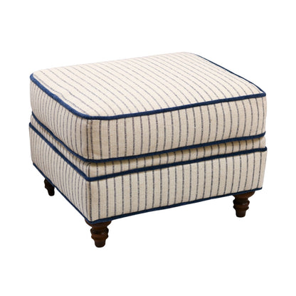 Blue & White Striped Ellis Ottoman