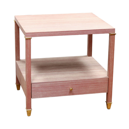 Lacquered Grasscloth Side Table