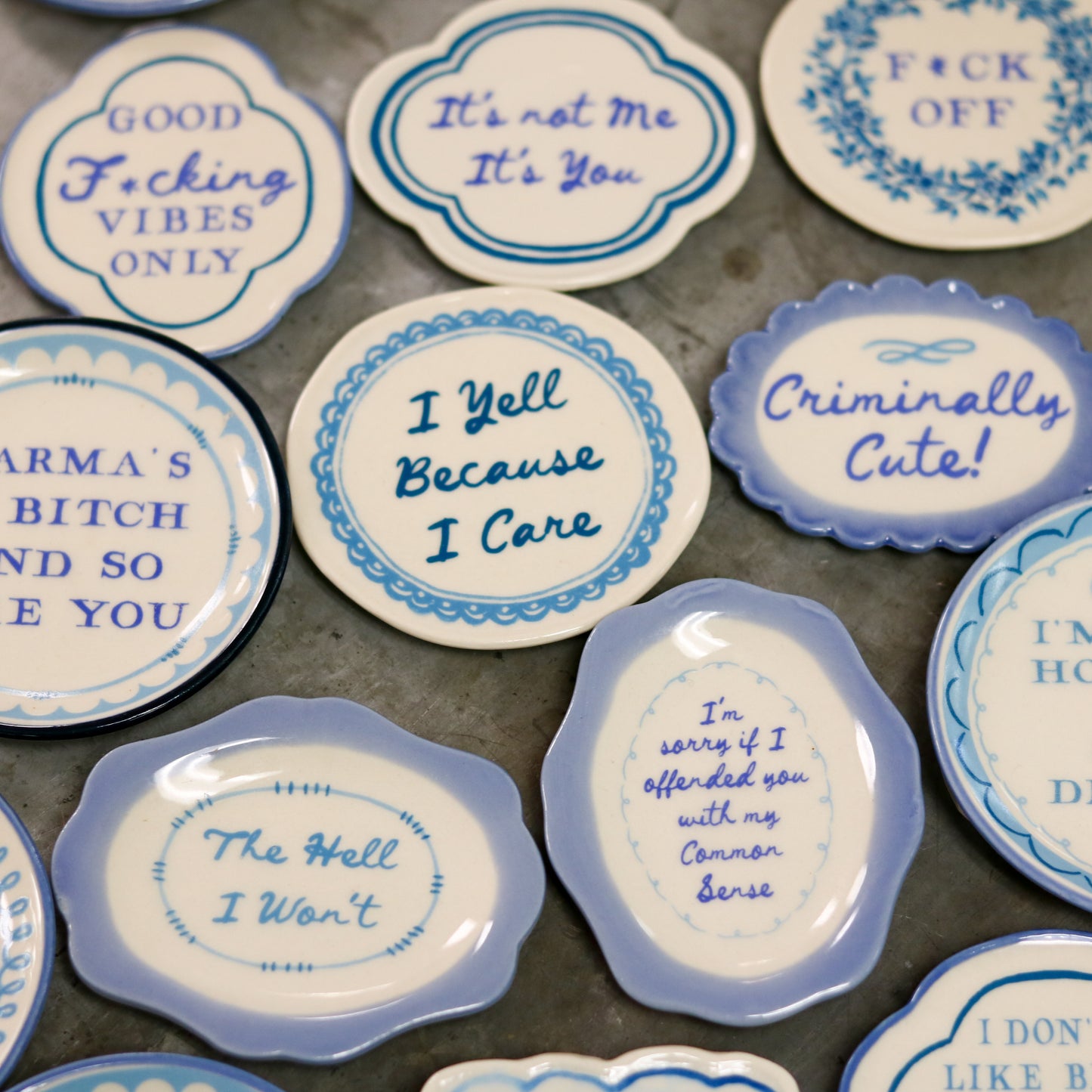 Hand-Painted Stoneware Magnet with Saying