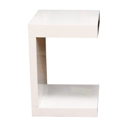 High Gloss White C-Shaped End Table