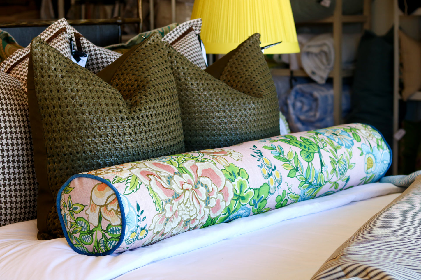 Pink Floral Bolster - 50" L