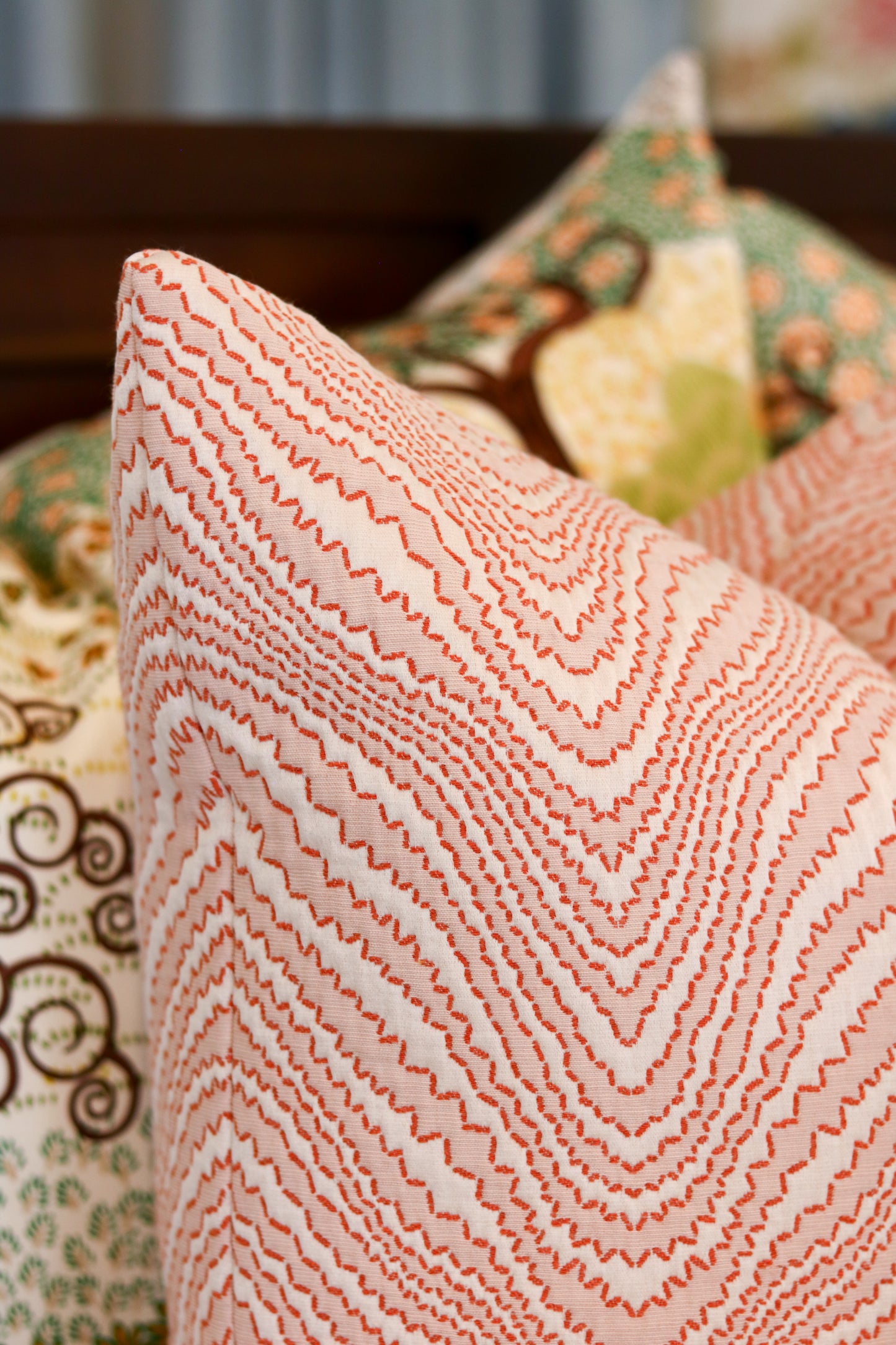 Poppy Chevron Pillow - 22"