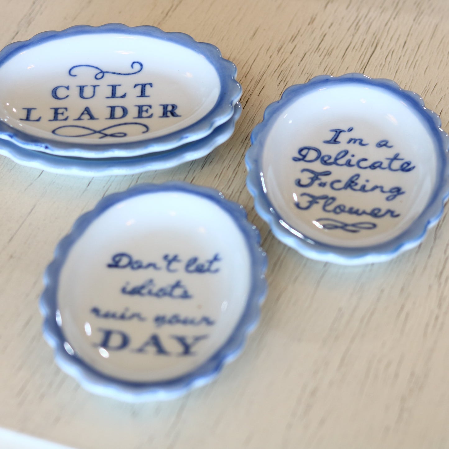 Tiny Scalloped Dish w/ Saying
