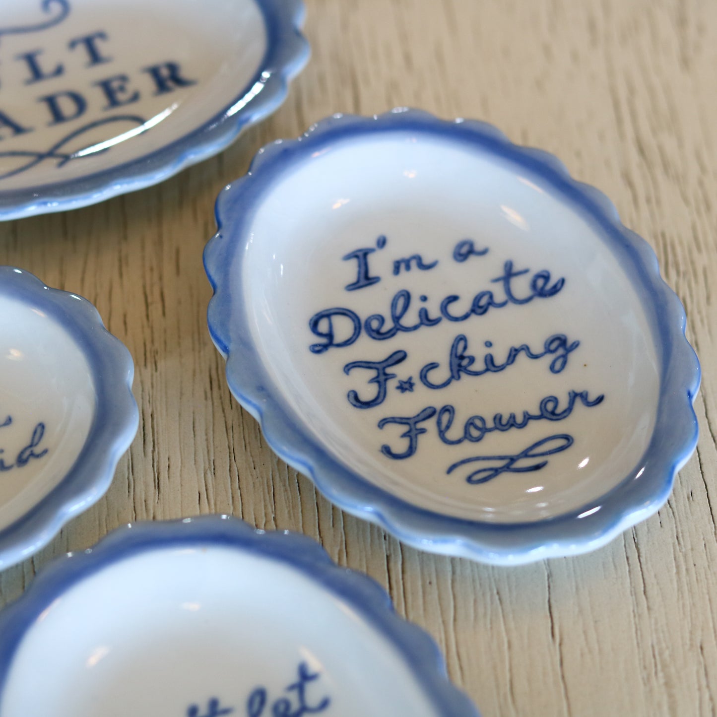 Tiny Scalloped Dish w/ Saying