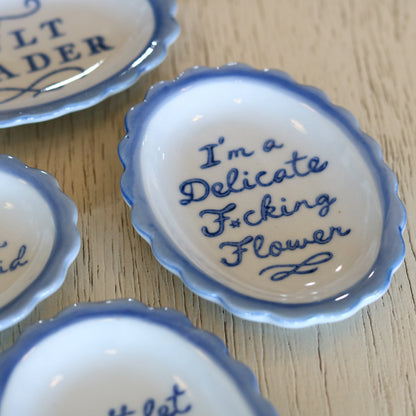 Tiny Scalloped Dish w/ Saying