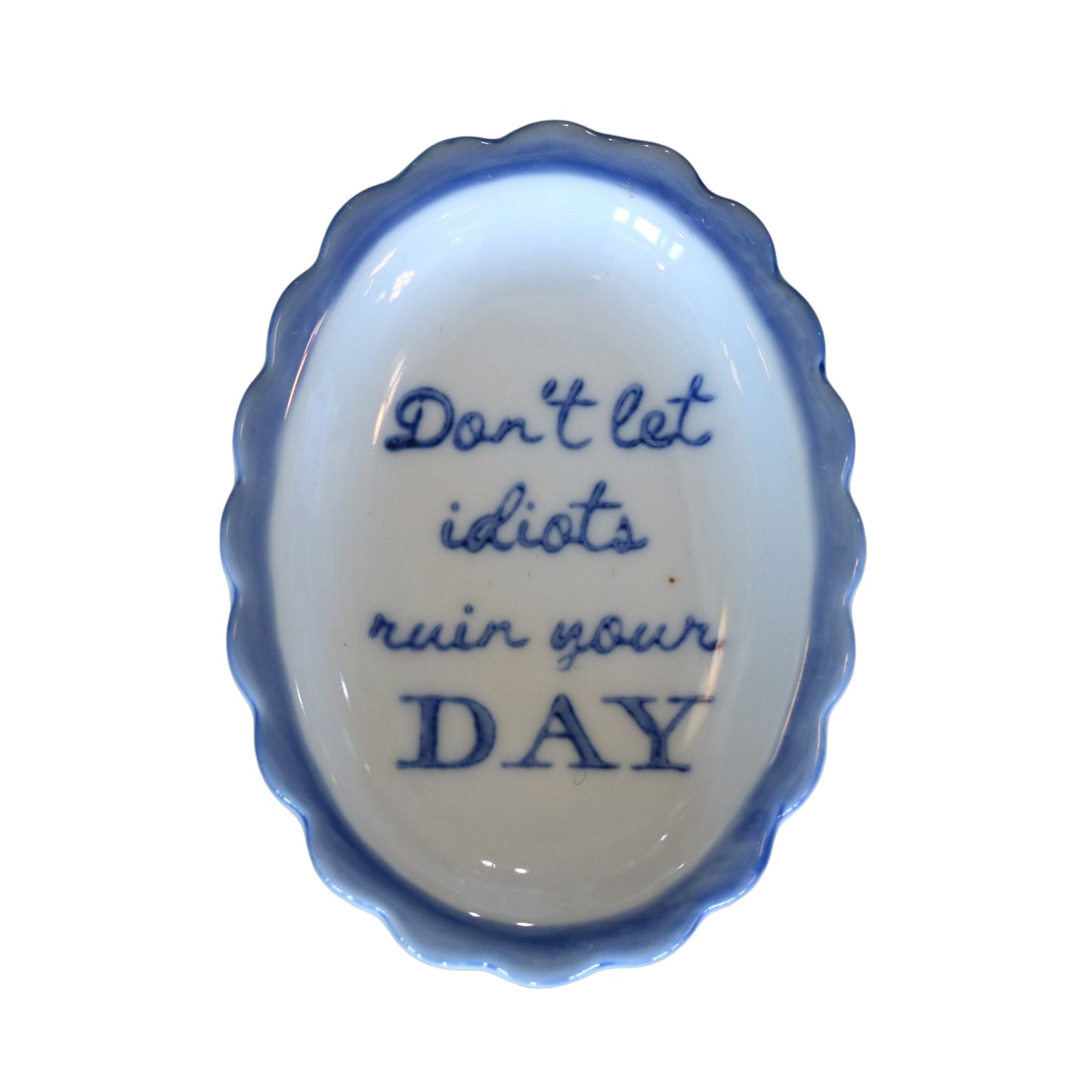 Tiny Scalloped Dish w/ Saying