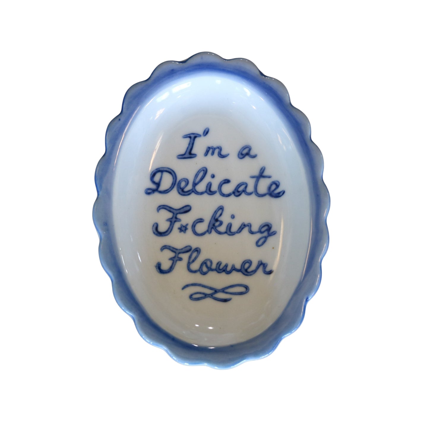 Tiny Scalloped Dish w/ Saying