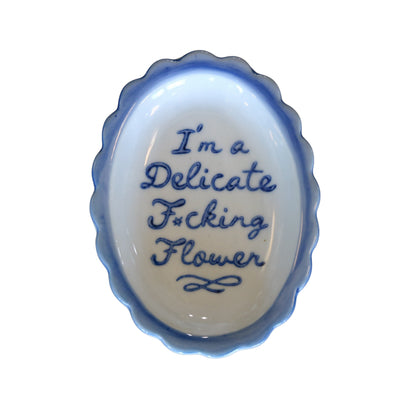 Tiny Scalloped Dish w/ Saying