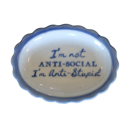 Tiny Scalloped Dish w/ Saying