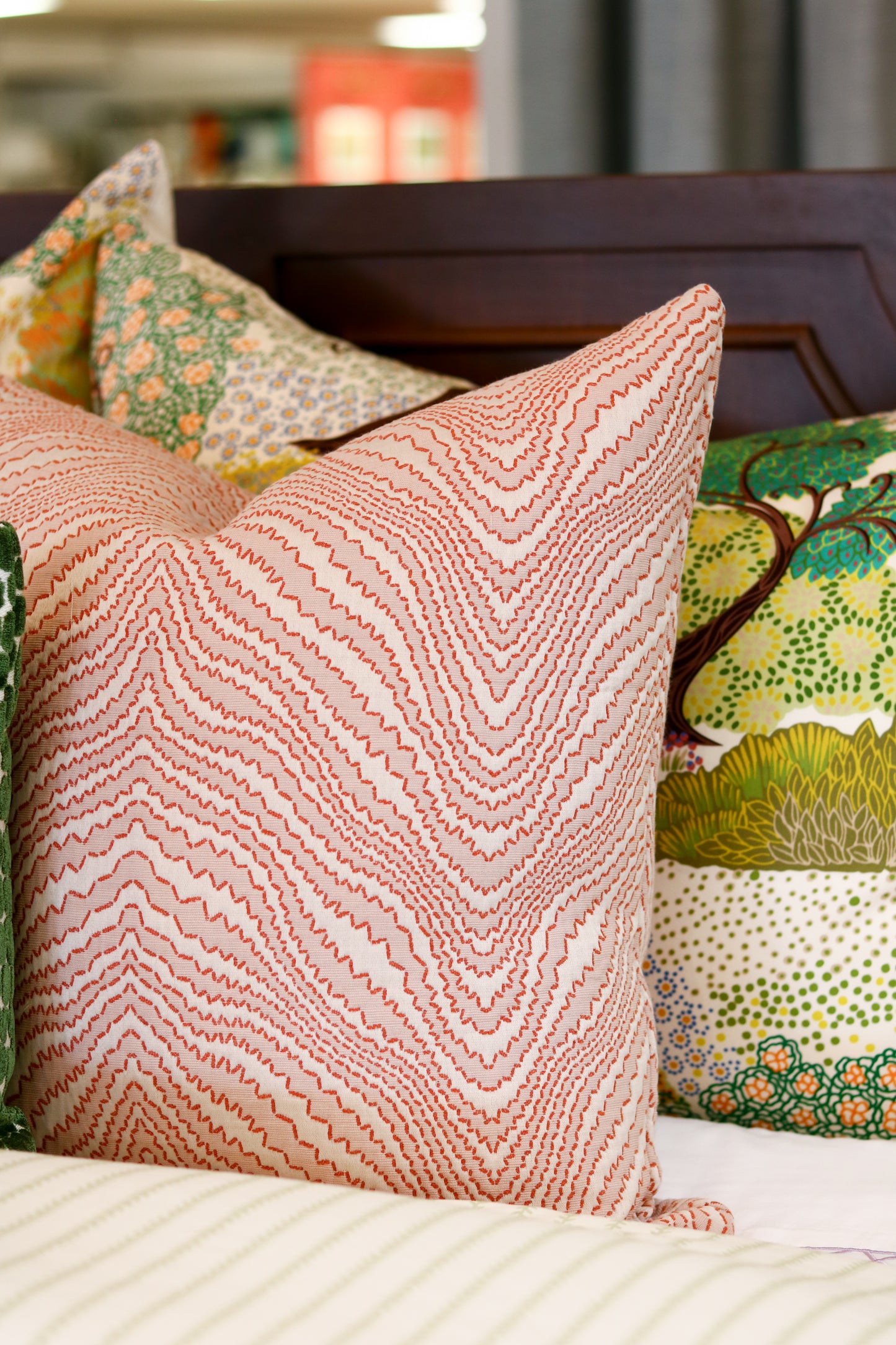 Poppy Chevron Pillow - 22"