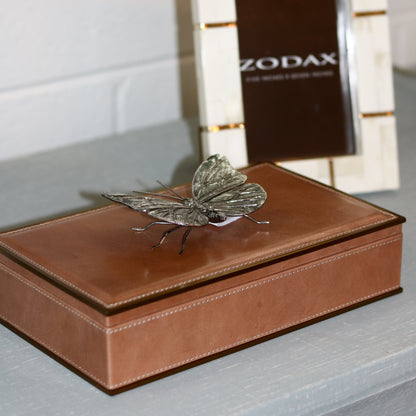 Camel Leather & Brass Box