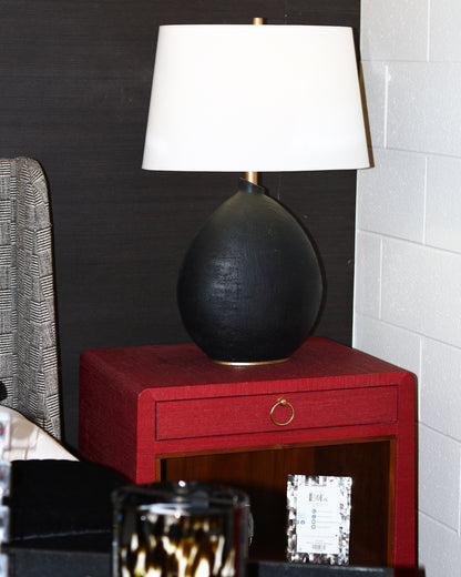 Red Lacquered Grasscloth Side Table