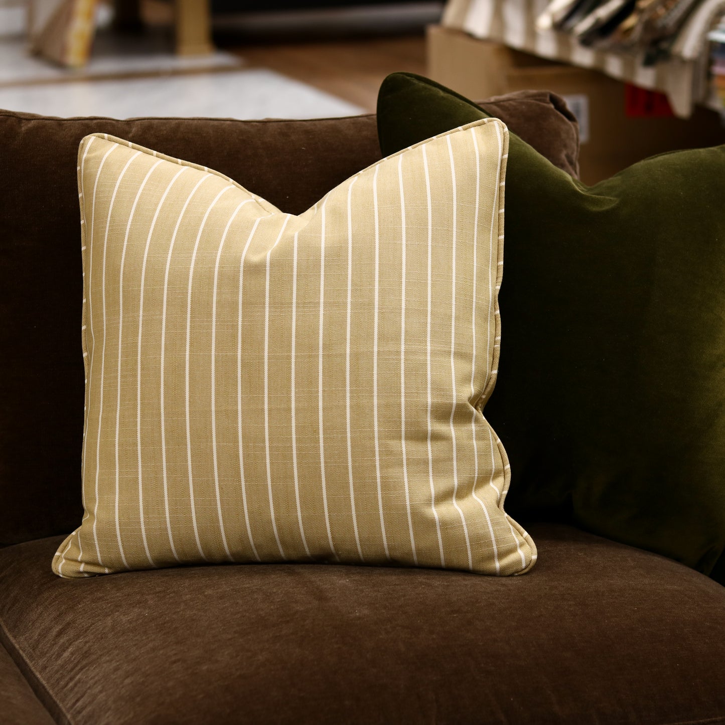 22" Yellow Striped Pillow