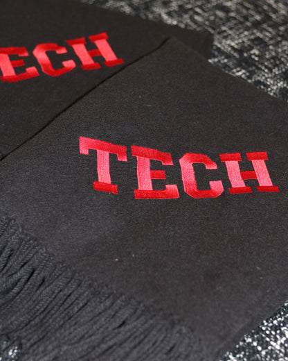"TECH" Embroidered Black Throw