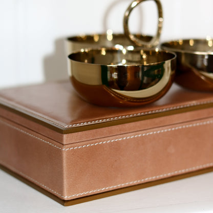 Camel Leather & Brass Box