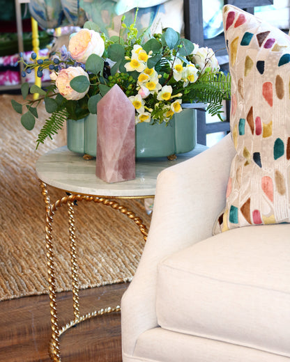 Feather Green Marble Twisted Side Table