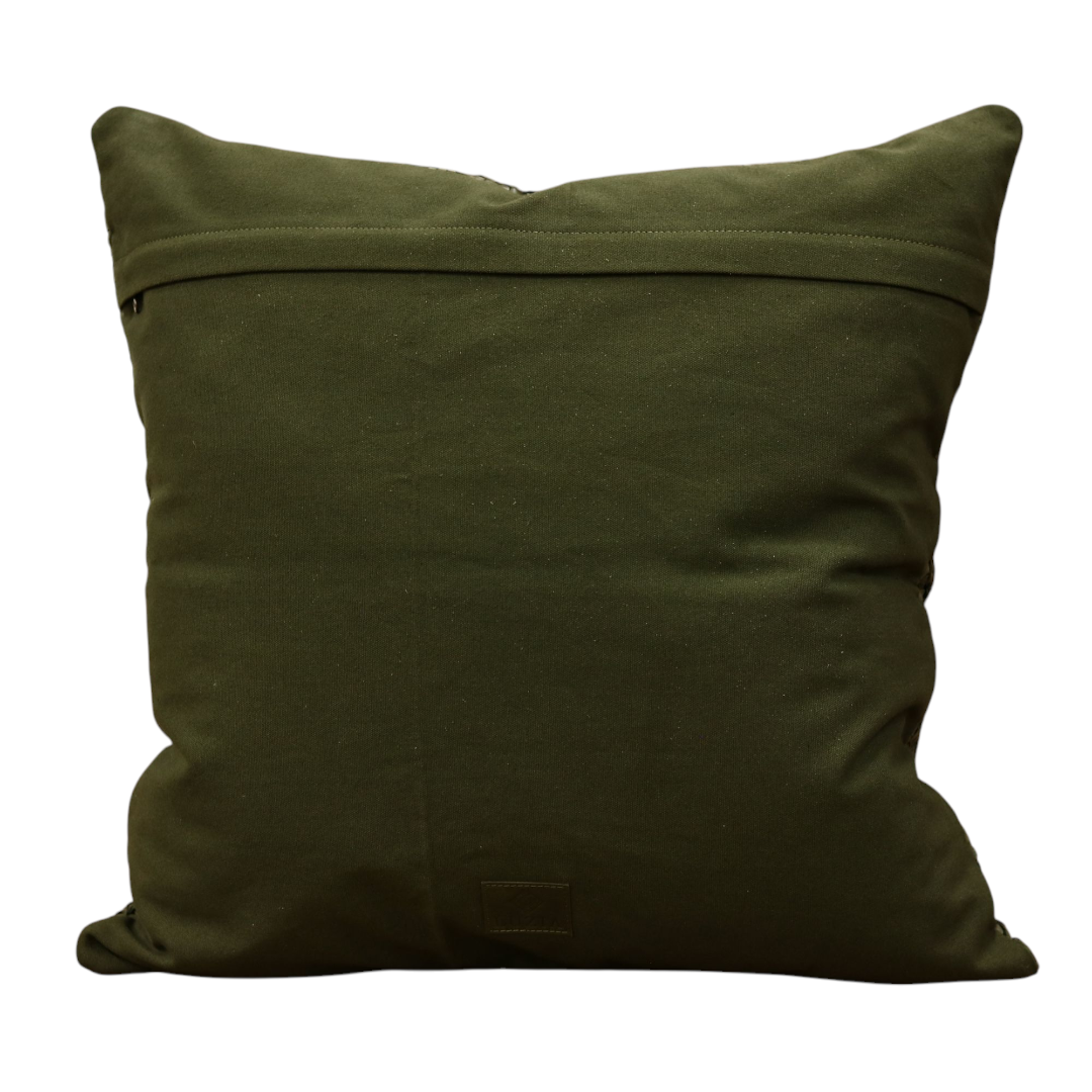 24" Forest Woven Leather Pillow