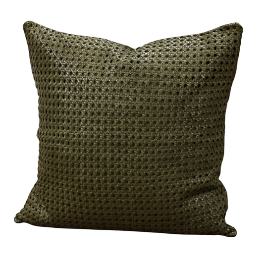 24" Forest Woven Leather Pillow