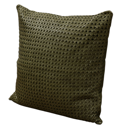 24" Forest Woven Leather Pillow