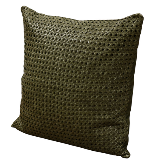 24" Forest Woven Leather Pillow