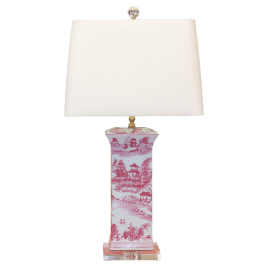 Pink Chinoiserie Porcelain Lamp