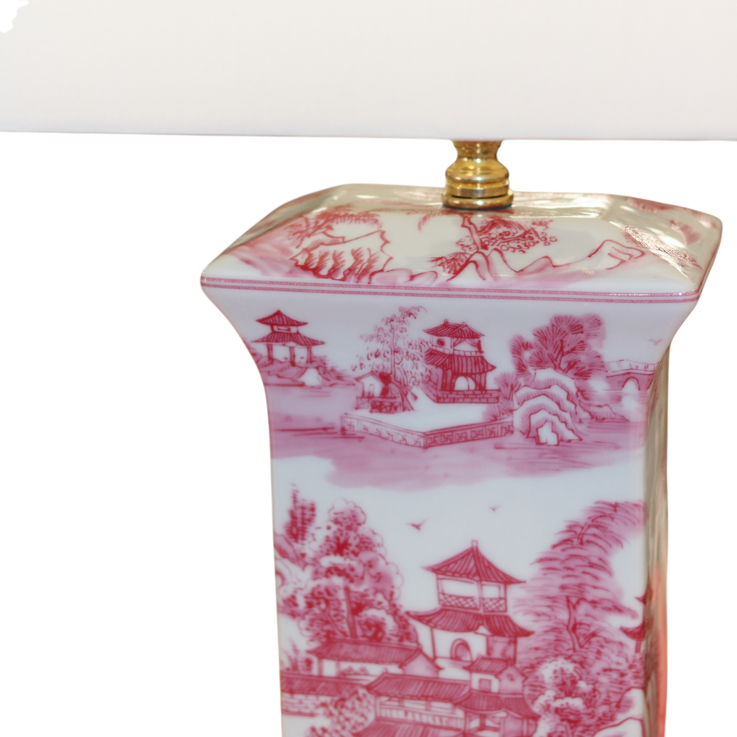 Pink Chinoiserie Porcelain Lamp