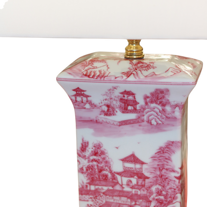 Pink Chinoiserie Porcelain Lamp