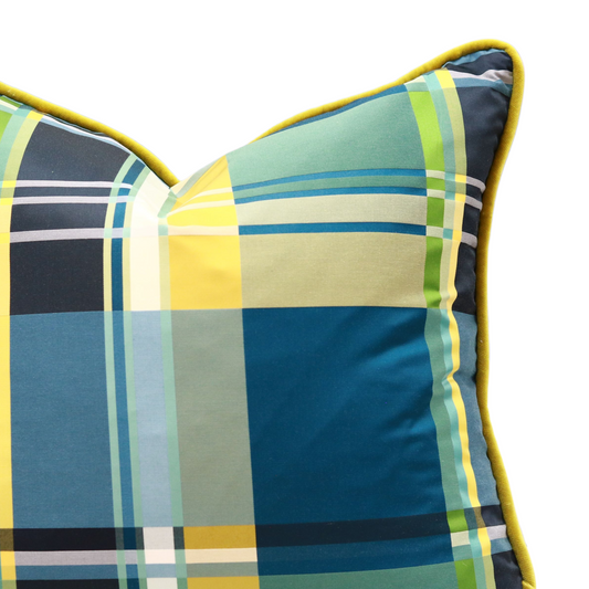22" Satin Plaid Pillow
