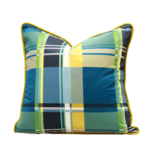 22" Satin Plaid Pillow