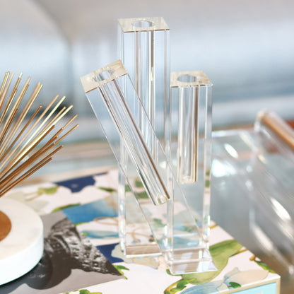 Crystal Glass Triple Bud Vase