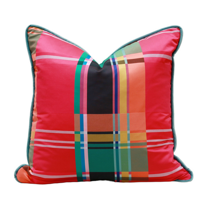 22" Satin Plaid Pillow