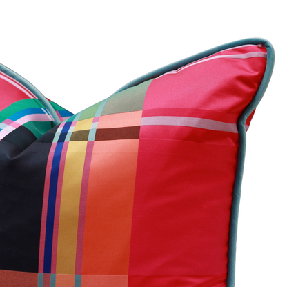 22" Satin Plaid Pillow