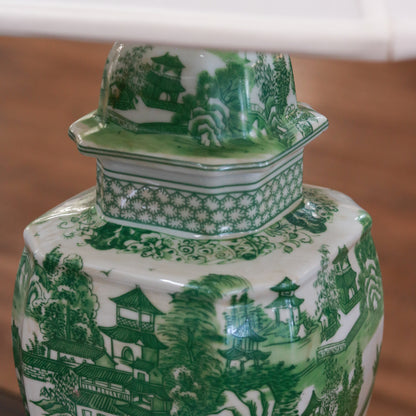 Porcelain Green Chinoiserie Lamp