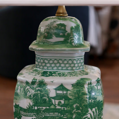 Porcelain Green Chinoiserie Lamp