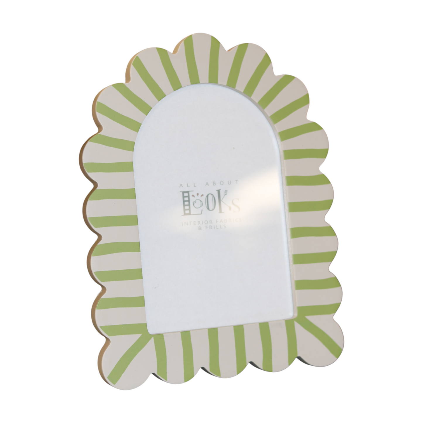 Green Striped Scalloped Photo Frame