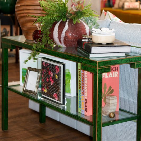 Green Lacquered Malachite Console