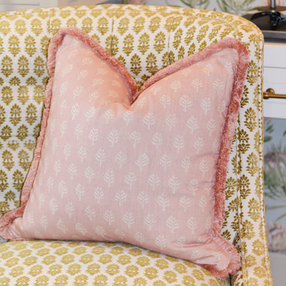 Amaryllis Pillow w/ Pink Fringe - 20"