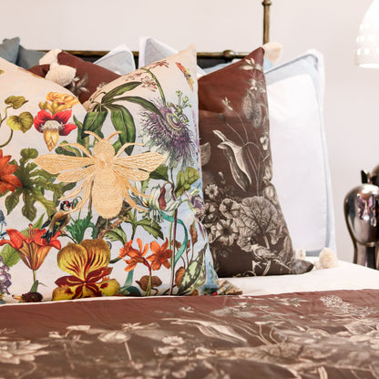 Moonlite Botanical Bee Embroidered Pillow - 26"