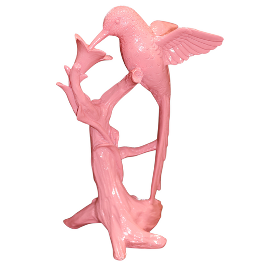 Pink Resin Hummingbird on Branch