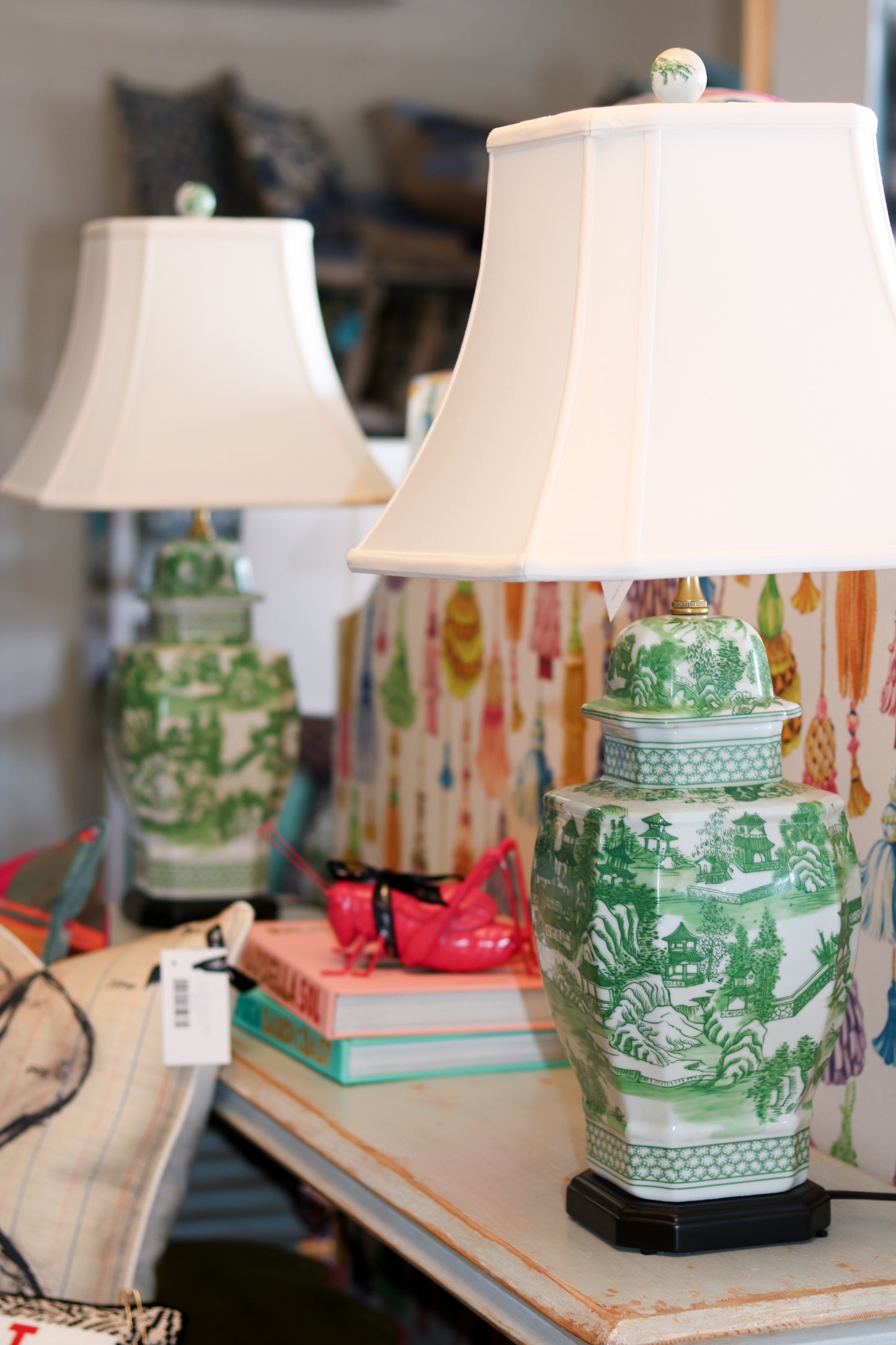 Porcelain Green Chinoiserie Lamp