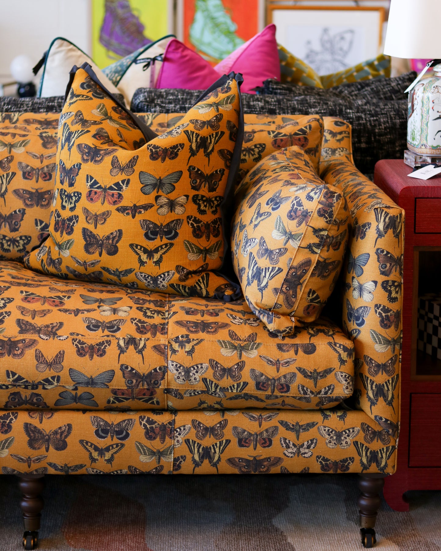 Butterfly Madeline Sofa on Casters